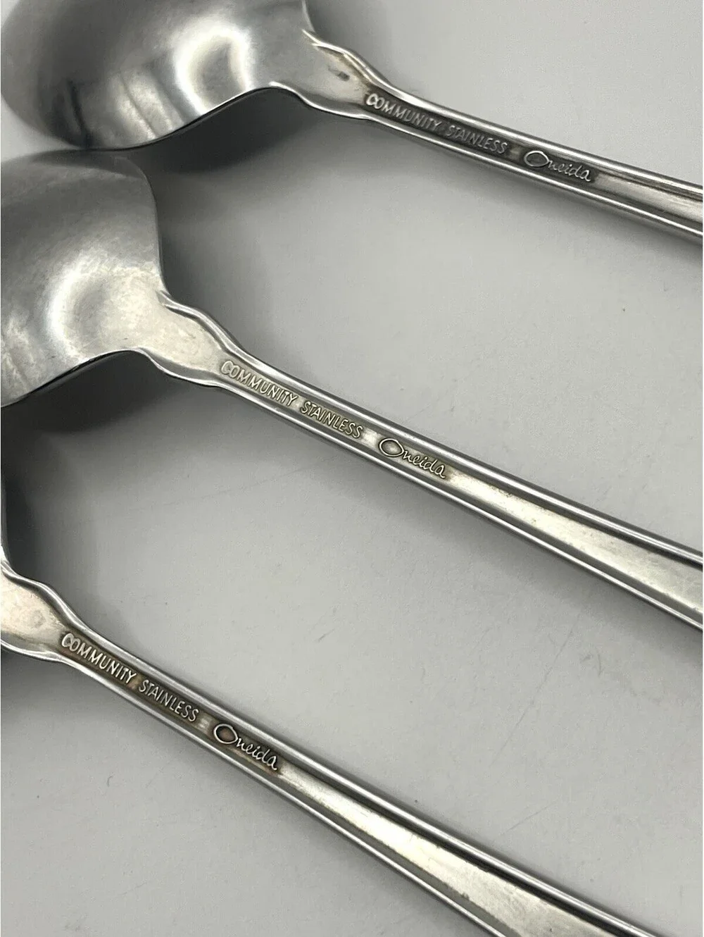 3- Oneida Community FANTASY Burnished Stainless Pierced Iced Tea spoon ~ 7 5/8”